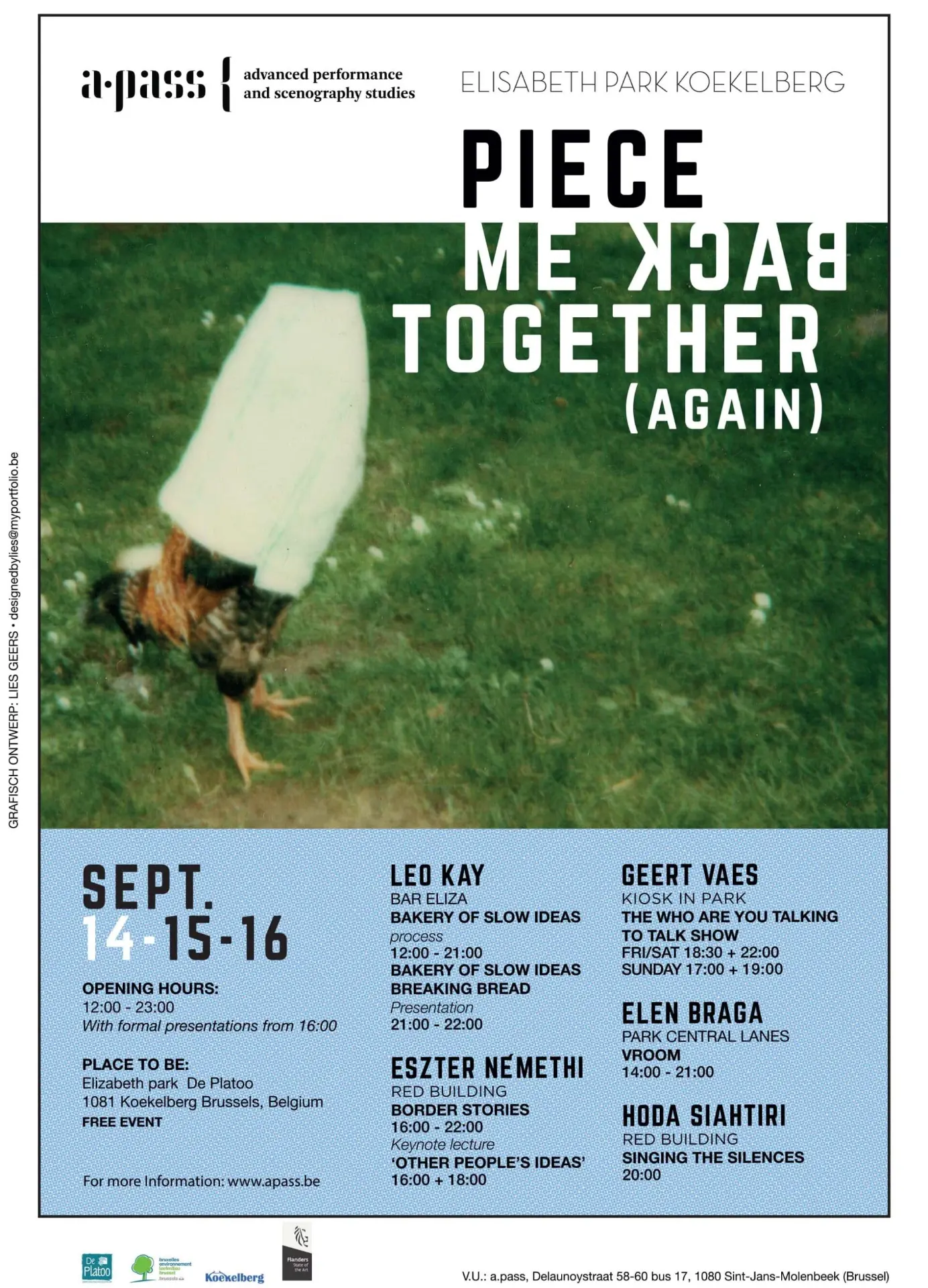 Piece Me Back Together (Again) poster, a.pass, Elisabeth Park Koekelberg